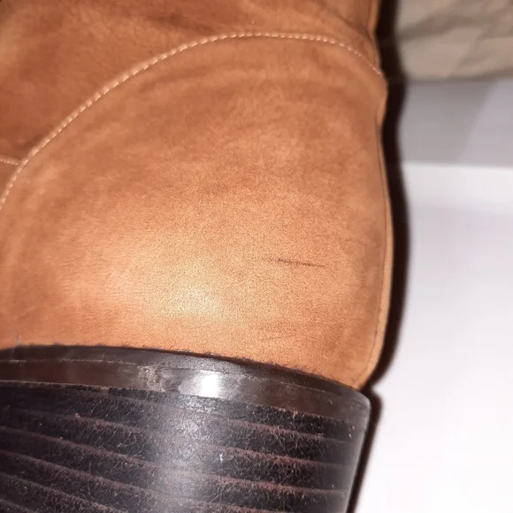 STUART WEITZMAN Thigh-High Boot Suede Leather OTK Cognac Walnut Brown Low Heel 7 - Picture 12 of 16